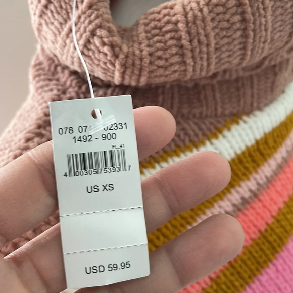Aerie Tan & Pink Striped Turtleneck Sweater NEW - Picture 9 of 12